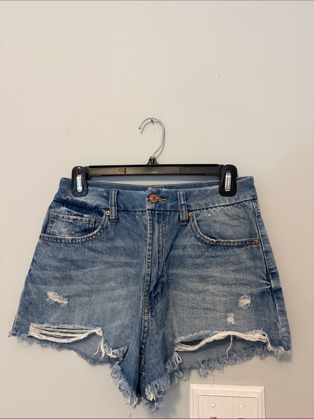 Rewash Distressed Light Blue Jean Shorts